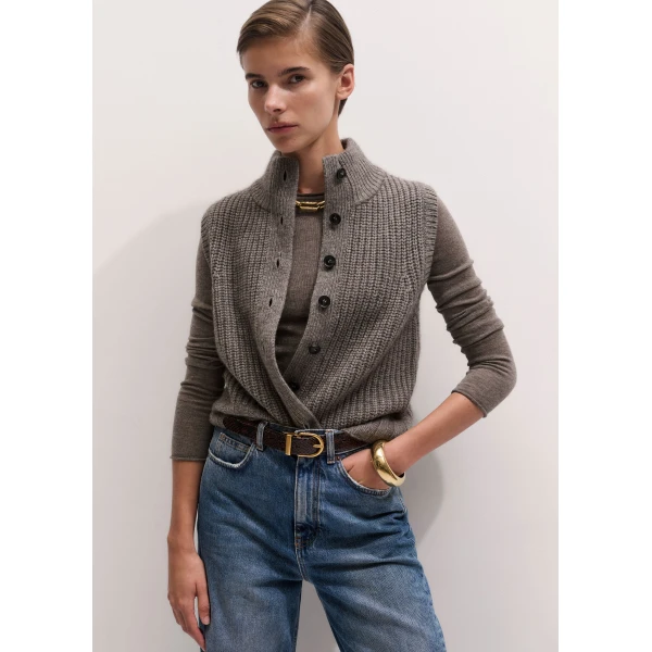 ME+EM High Neck Straight Vest in Heather Brown Mélange