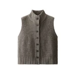ME+EM High Neck Straight Vest in Heather Brown Mélange