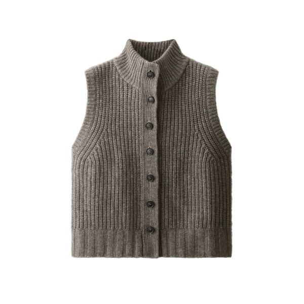 ME+EM High Neck Straight Vest in Heather Brown Mélange