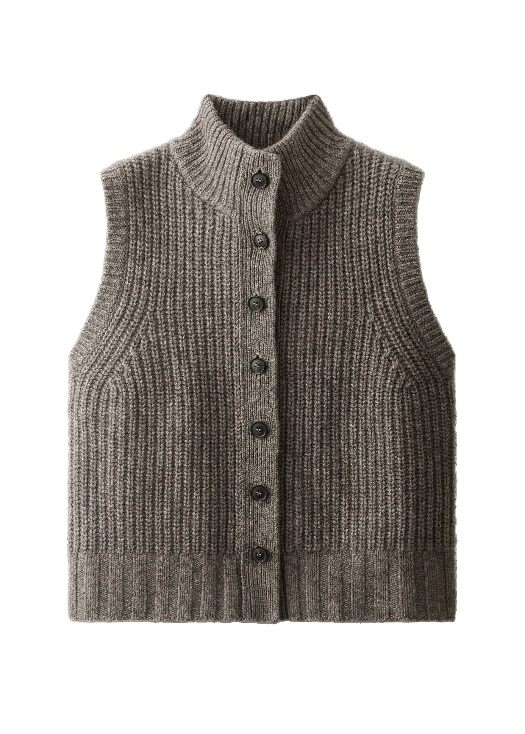 ME+EM High Neck Straight Vest in Heather Brown Mélange | Knitwear | Coveti ME+EM High Neck Straight Vest in Heather Brown Mélange