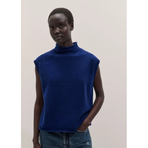 ME+EM High Neck Vest in Jewel Blue, view 5 | Sweaters | Coveti