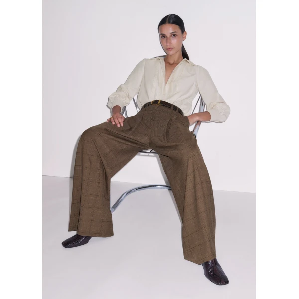 ME+EM Icon Trouser in Pecan Brown Multi