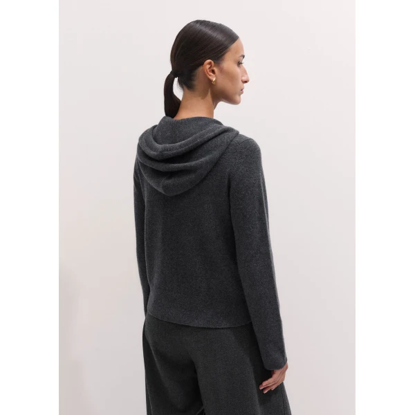 ME+EM Icon Zip Hoodie in Dark Charcoal Mélange, view 5 | Sweaters | Coveti