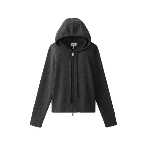 ME+EM Icon Zip Hoodie in Dark Charcoal Mélange