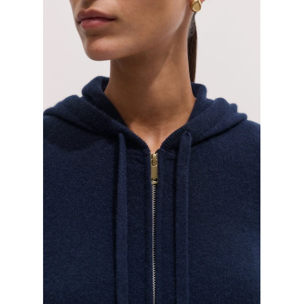 ME+EM Icon Zip Hoodie in Navy, view 3 | Sweaters | Coveti