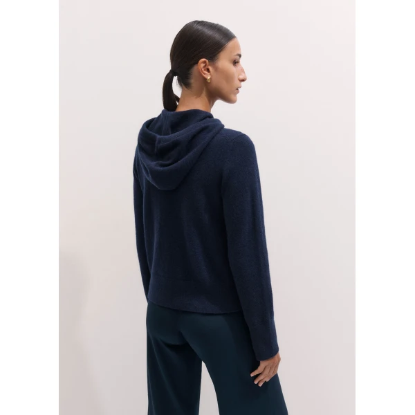 ME+EM Icon Zip Hoodie in Navy, view 5 | Sweaters | Coveti