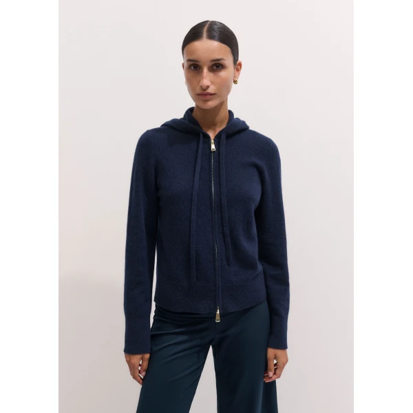 ME+EM Icon Zip Hoodie in Navy, view 6 | Sweaters | Coveti