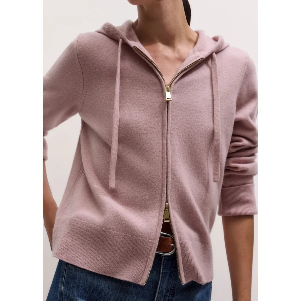 ME+EM Icon Zip Hoodie in Smoke Pink, view 2 | Sweaters | Coveti