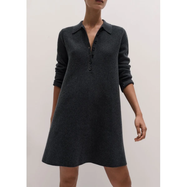 ME+EM Knit Mini Swing Dress in Charcoal Mélange