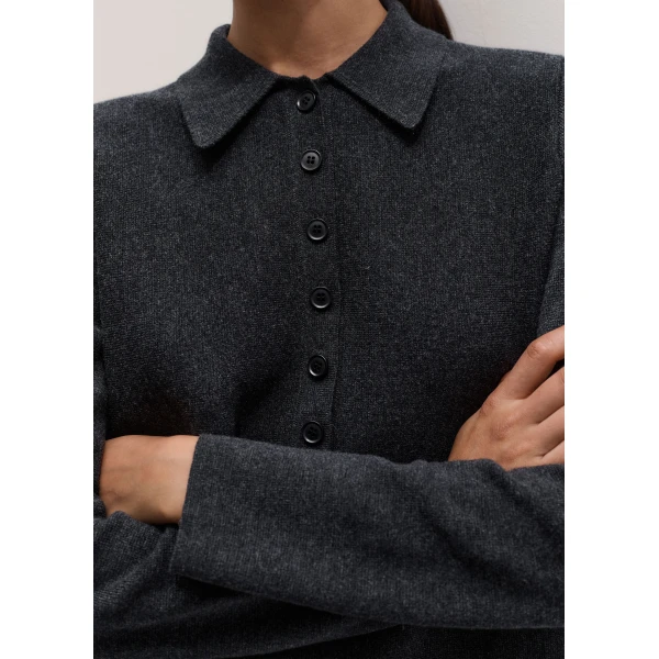ME+EM Knit Mini Swing Dress in Charcoal Mélange