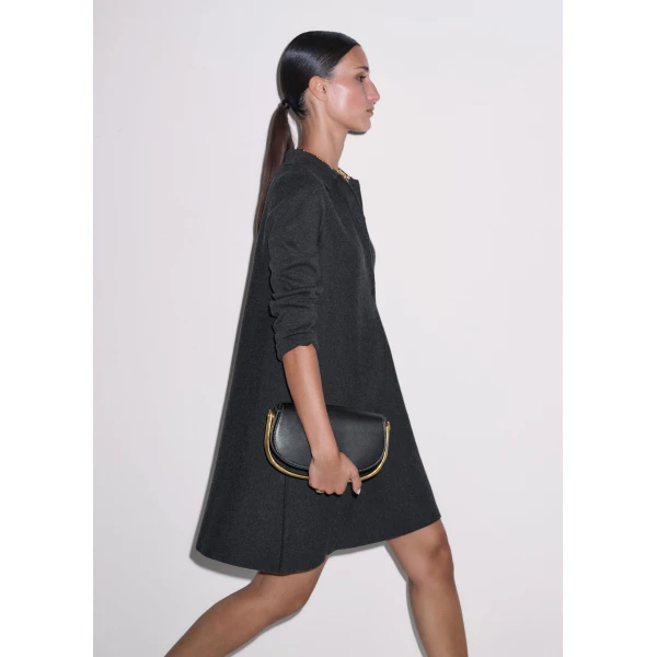 ME+EM Knit Mini Swing Dress in Charcoal Mélange
