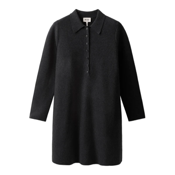 ME+EM Knit Mini Swing Dress in Charcoal Mélange