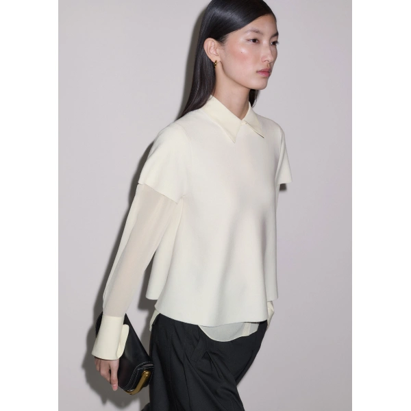 ME+EM Knit Swing Top in Cream, view 3 | Sweaters | Coveti
