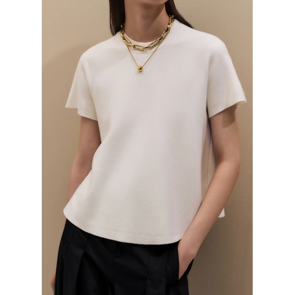 ME+EM Knit Swing Top in Cream, view 4 | Sweaters | Coveti