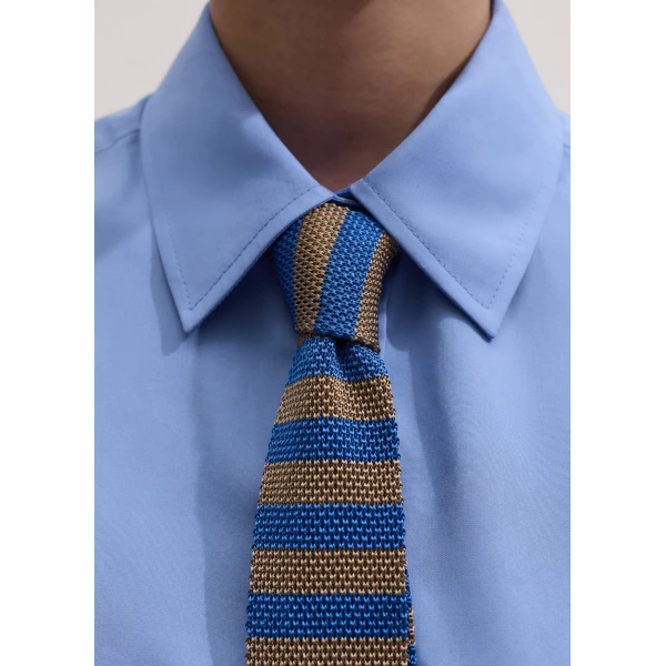 ME+EM Knit Tie in Gold/Chambray Blue