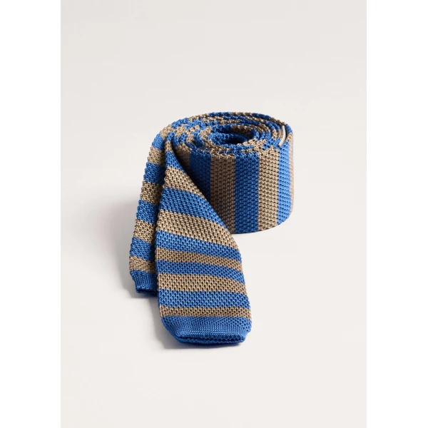 ME+EM Knit Tie in Gold/Chambray Blue