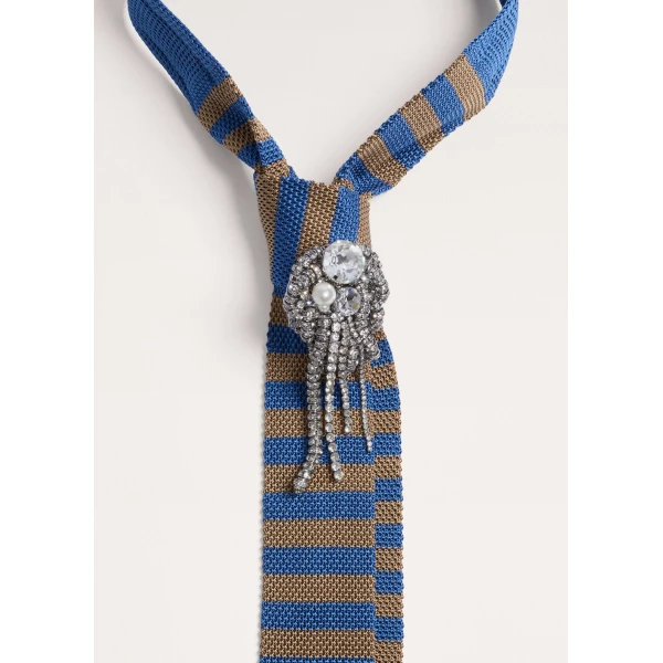 ME+EM Knit Tie in Gold/Chambray Blue