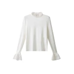 ME+EM Lace Cuff Layering Top in Light Cream | Lace | Coveti