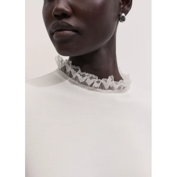 ME+EM Lace Cuff Layering Top in Light Cream, view 4 | Lace | Coveti