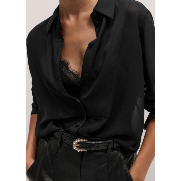 ME+EM Lace Trim Cami Top in Black, view 3 | Camisoles | Coveti