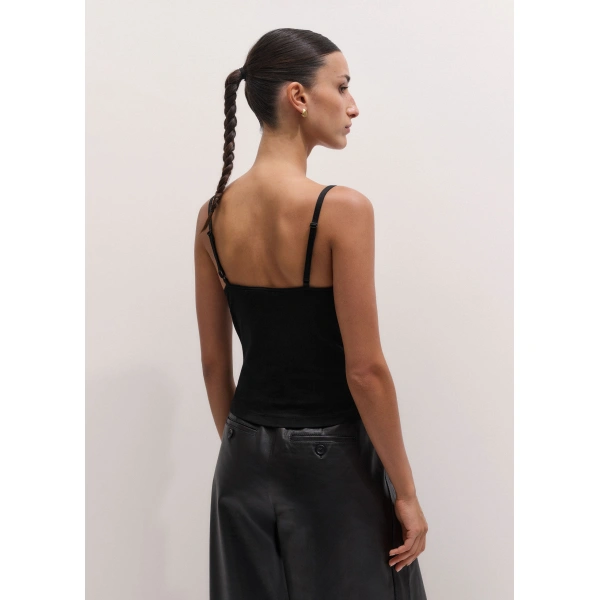 ME+EM Lace Trim Cami Top in Black, view 5 | Camisoles | Coveti