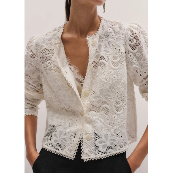 ME+EM Lace Trim Cami Top in Light Cream, view 3 | Camisoles | Coveti