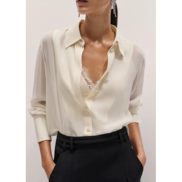 ME+EM Lace Trim Cami Top in Light Cream, view 5 | Camisoles | Coveti