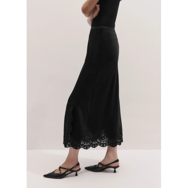 ME+EM Lace Trim Maxi Skirt in Black, view 6 | Maxi Skirts | Coveti