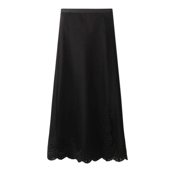 ME+EM Lace Trim Maxi Skirt in Black