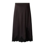 ME+EM Lace Trim Maxi Skirt in Dark Chocolate/Black | Maxi Skirts | Coveti