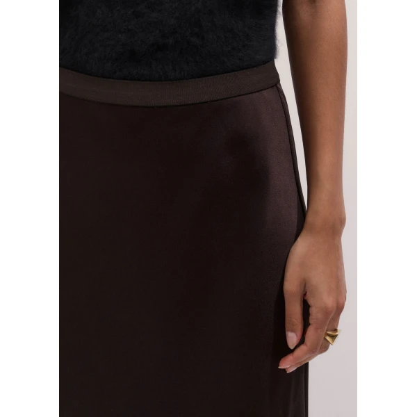 ME+EM Lace Trim Maxi Skirt in Dark Chocolate/Black, view 5 | Maxi Skirts | Coveti
