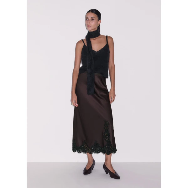 ME+EM Lace Trim Slim Knit Vest in Black, view 4 | Sweaters | Coveti