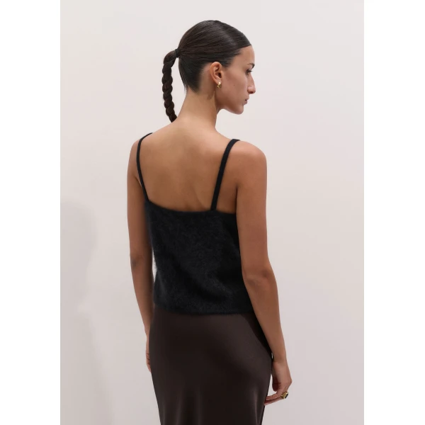 ME+EM Lace Trim Slim Knit Vest in Black, view 5 | Sweaters | Coveti