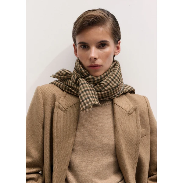 ME+EM Large Check Scarf in Pecan Brown Multi