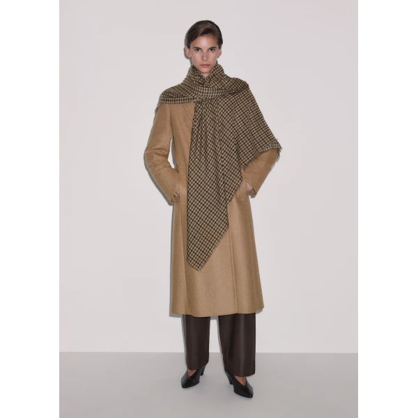 ME+EM Large Check Scarf in Pecan Brown Multi
