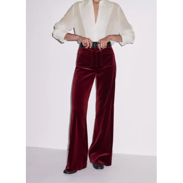 ME+EM Leg Elongator Trouser in Barolo Red, view 2 | Pants | Coveti