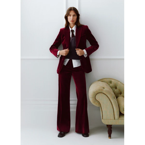 ME+EM Leg Elongator Trouser in Barolo Red, view 4 | Pants | Coveti