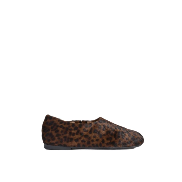 ME+EM Leopard Asymmetric Slipper in Dark Chocolate/Black
