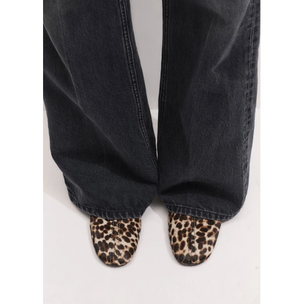 ME+EM Leopard High Front Ballet Flat in Off White/Black