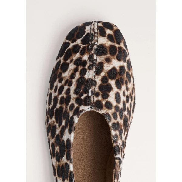 ME+EM Leopard High Front Ballet Flat in Off White/Black