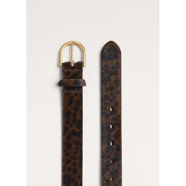 ME+EM Leopard Print Belt in Dark Brown Multi
