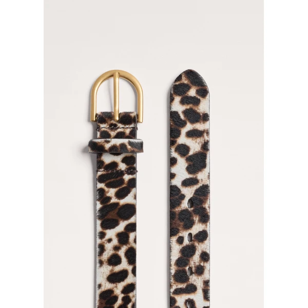 ME+EM Leopard Print Belt in Off White/Chocolate