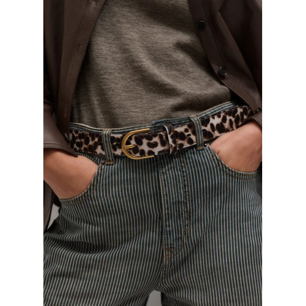 ME+EM Leopard Print Belt in Off White/Chocolate