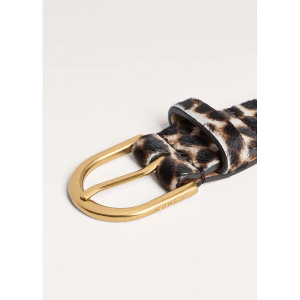 ME+EM Leopard Print Belt in Off White/Chocolate