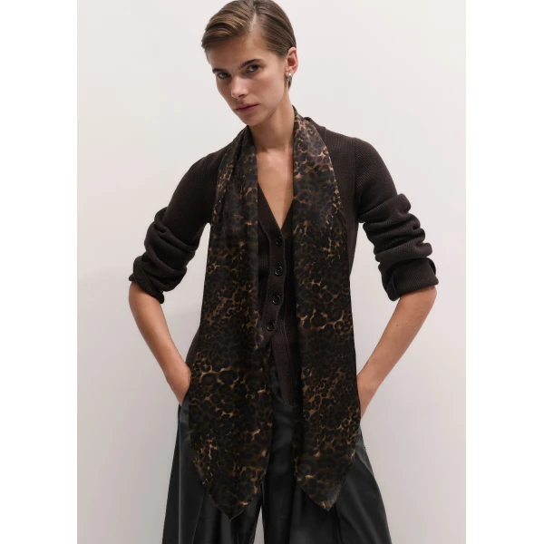 ME+EM Leopard Print Evening Scarf in Dark Brown Multi