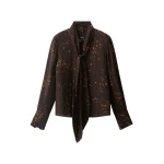 ME+EM Leopard Print Straight Blouse in Brown Multi | Blouse | Coveti