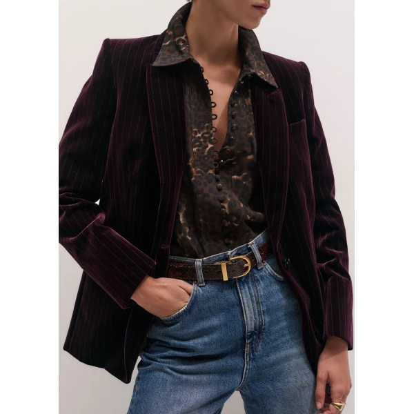 ME+EM Leopard Print Straight Blouse in Brown Multi, view 4 | Blouse | Coveti