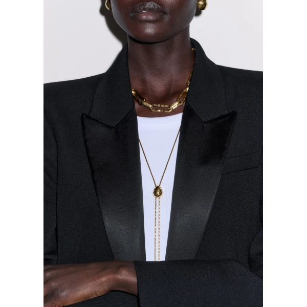 ME+EM Long Lariat Necklace in Gold Toned
