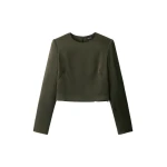 ME+EM Long Sleeve Crop Top in Bay Green | Tops | Coveti