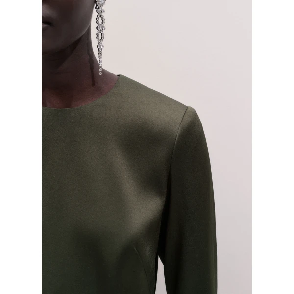 ME+EM Long Sleeve Crop Top in Bay Green, view 3 | Tops | Coveti